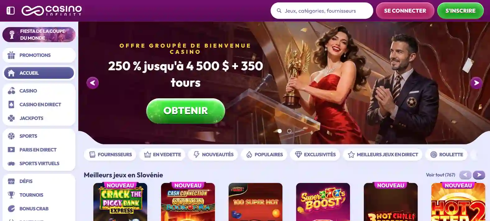 Casino Infinity website preview