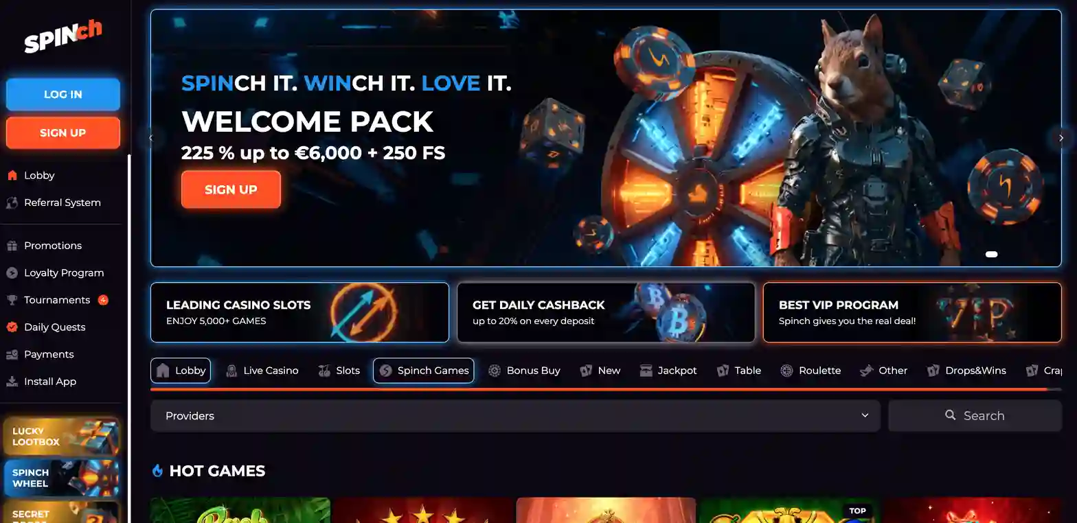 Spinch Casino website preview